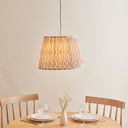 Eltham And Ikat 40cm Neutral Shade Ceiling Light With Green Colour Braided Cable