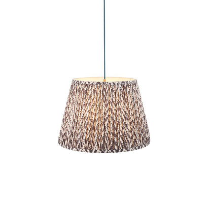 Eltham And Leaf 40cm Pearl Grey Shade Ceiling Light With Blue Colour Braided Cable