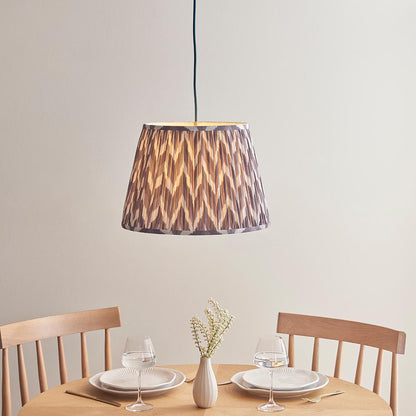 Eltham And Zigzag 40cm Pearl Grey Shade Ceiling Light With Blue Colour Braided Cable