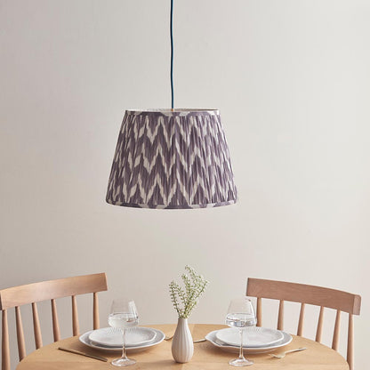 Eltham And Zigzag 40cm Pearl Grey Shade Ceiling Light With Blue Colour Braided Cable