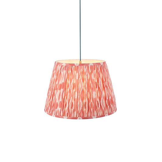 Eltham And Ikat 40cm Coral Pink Shade Ceiling Light With Blue Colour Braided Cable