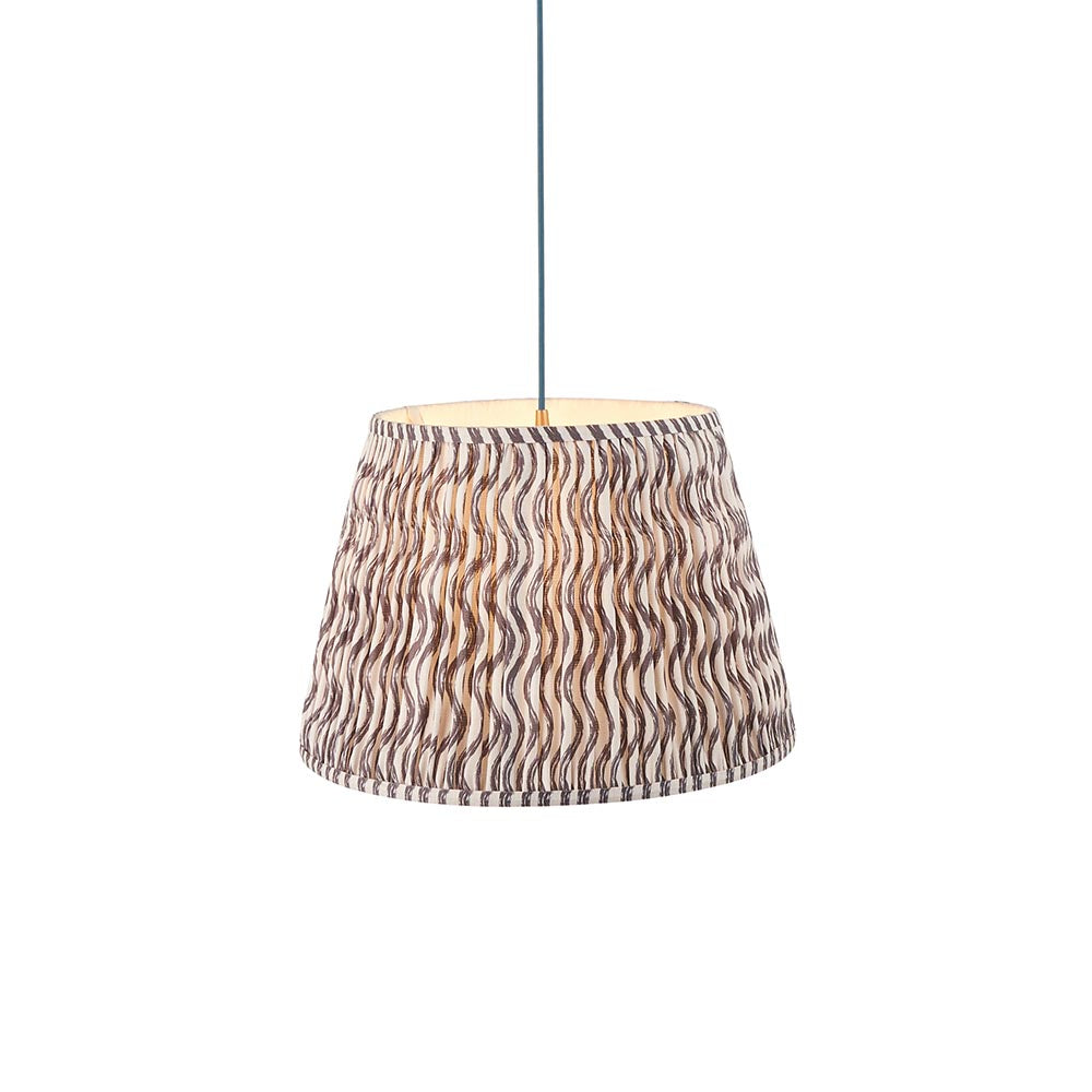 Eltham And Ripple 40cm Pearl Grey Shade Ceiling Light With Blue Colour Braided Cable