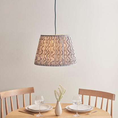 Eltham And Ripple 40cm Pearl Grey Shade Ceiling Light With Blue Colour Braided Cable