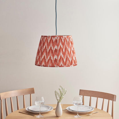 Eltham And Zigzag 40cm Apricot Orange Shade Ceiling Light With Blue Colour Braided Cable