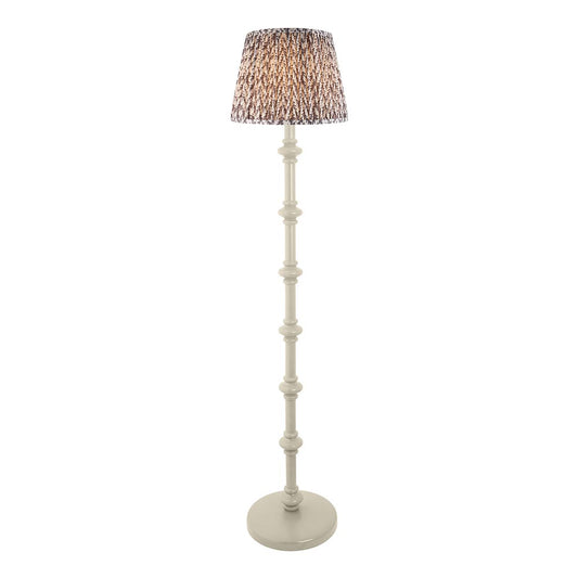 Carnaby And Leaf 35cm Pearl Grey Shade Floor Lamp With Satin Almond White Base