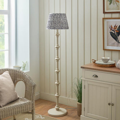 Carnaby And Leaf 35cm Pearl Grey Shade Floor Lamp With Satin Almond White Base