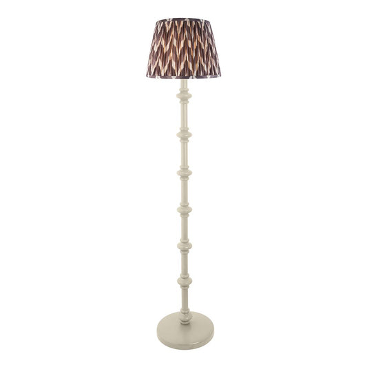 Carnaby And Zigzag 35cm Pearl Grey Shade Floor Lamp Satin Almond White Base
