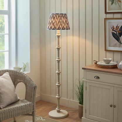 Carnaby And Zigzag 35cm Pearl Grey Shade Floor Lamp Satin Almond White Base