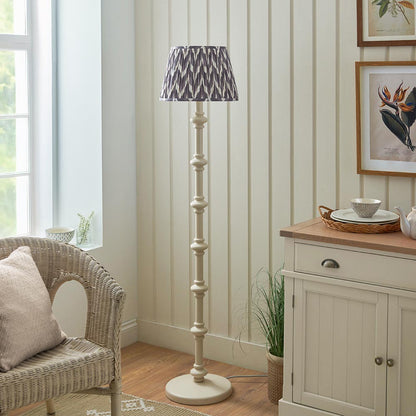 Carnaby And Zigzag 35cm Pearl Grey Shade Floor Lamp Satin Almond White Base