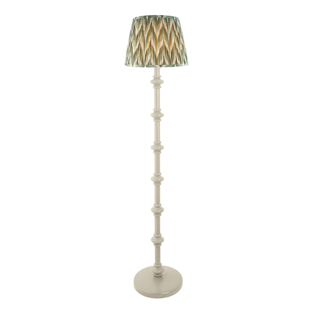 Carnaby And Zigzag 35cm Cotswold Green Shade Floor Lamp Satin Almond White Base