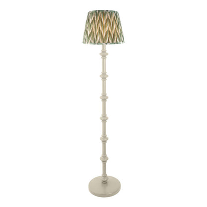 Carnaby And Zigzag 35cm Cotswold Green Shade Floor Lamp Satin Almond White Base