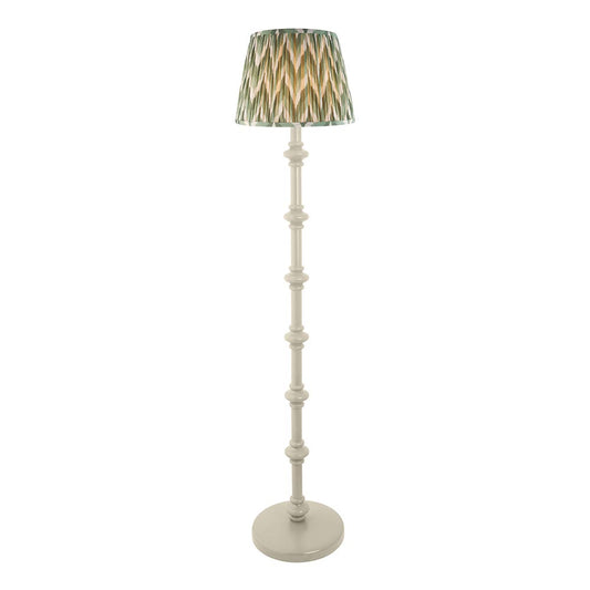 Carnaby And Zigzag 35cm Cotswold Green Shade Floor Lamp Satin Almond White Base