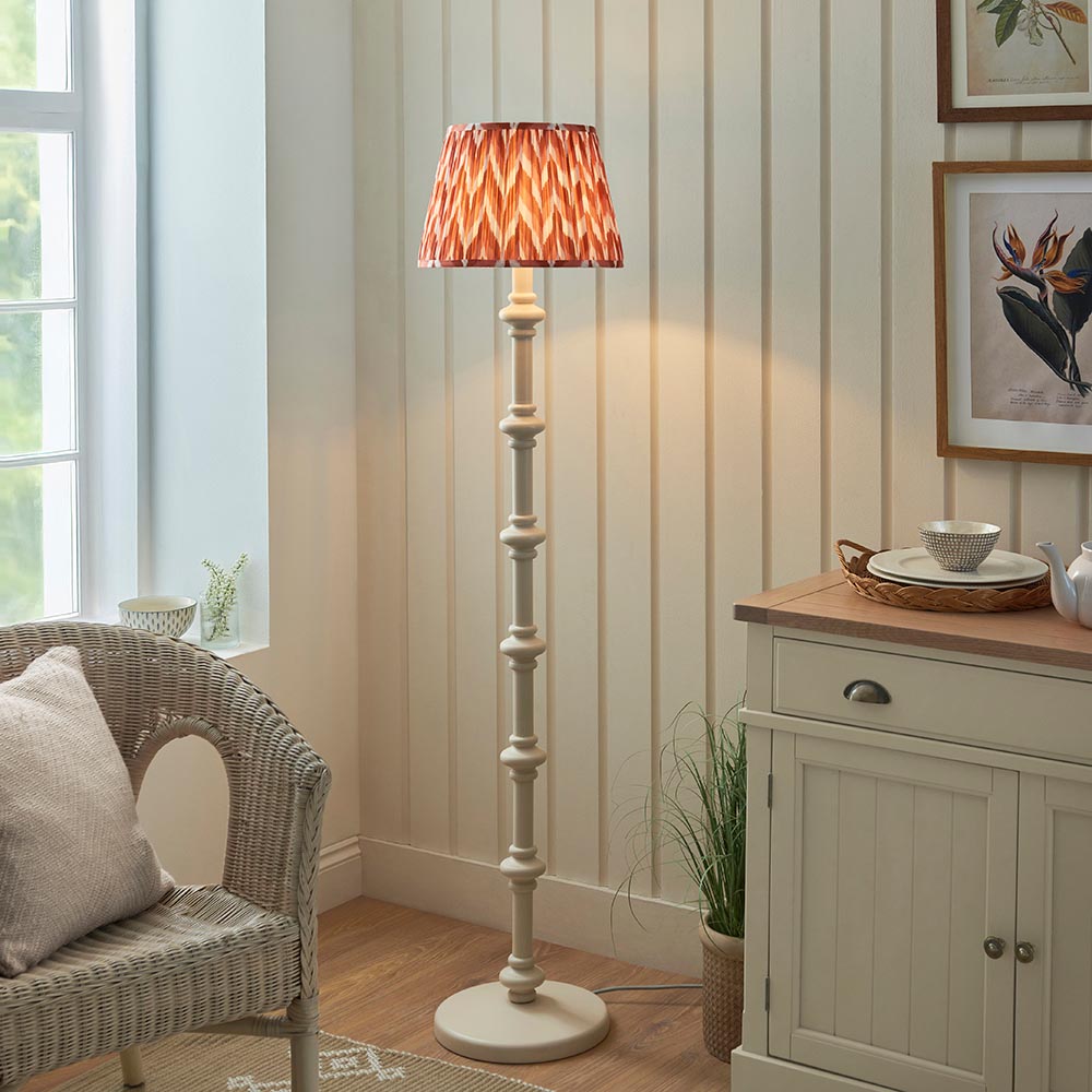 Carnaby And Zigzag 35cm Apricot Orange Shade Floor Lamp Satin Almond White Base