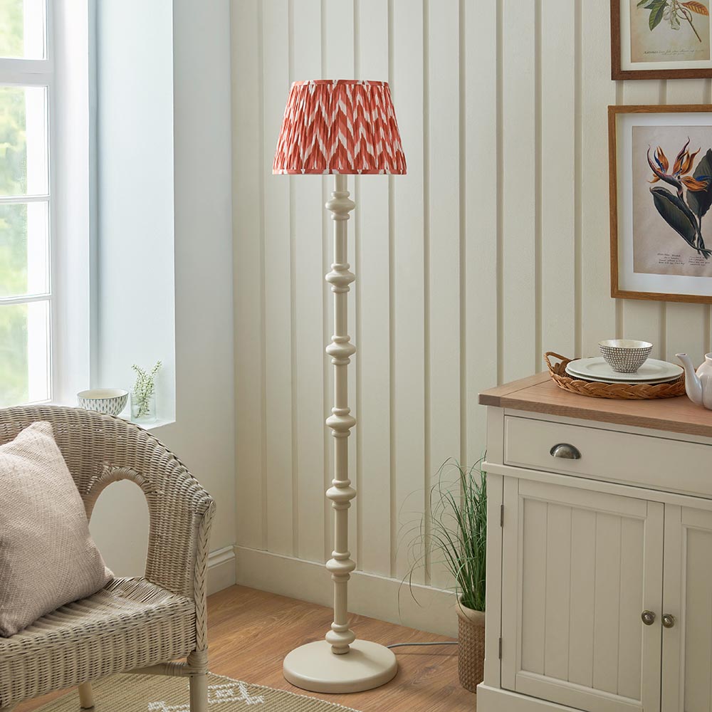 Carnaby And Zigzag 35cm Apricot Orange Shade Floor Lamp Satin Almond White Base
