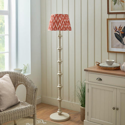 Carnaby And Zigzag 35cm Apricot Orange Shade Floor Lamp Satin Almond White Base