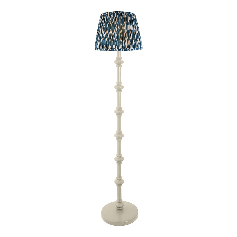 Carnaby And Ikat 35cm Marlin Blue Shade Floor Lamp With Satin Almond White Base