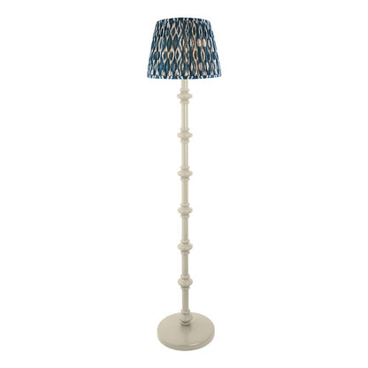 Carnaby And Ikat 35cm Marlin Blue Shade Floor Lamp With Satin Almond White Base