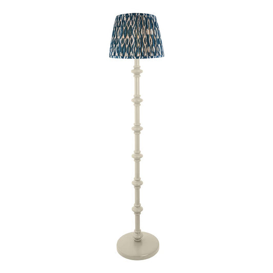 Carnaby And Ikat 35cm Marlin Blue Shade Floor Lamp With Satin Almond White Base