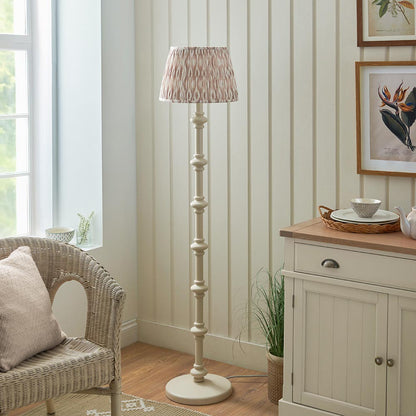 Carnaby And Ikat 35cm Neutral Shade Floor Lamp With Satin Almond White Base