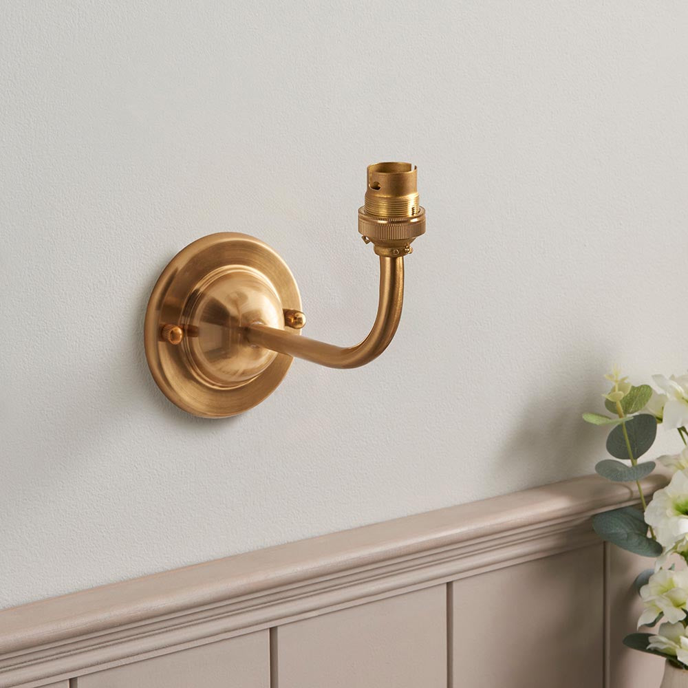 Dome Arc And Ikat 16cm Coral Pink Shade Wall Light In Brushed Aged Brass