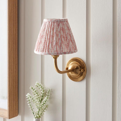 Dome Arc And Leaf 16cm Peachy Keen Shade Wall Light In Brushed Aged Brass