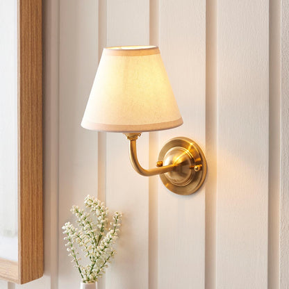 Dome Arc And Ivy 16cm Vintage White Shade Wall Light In Brushed Aged Brass
