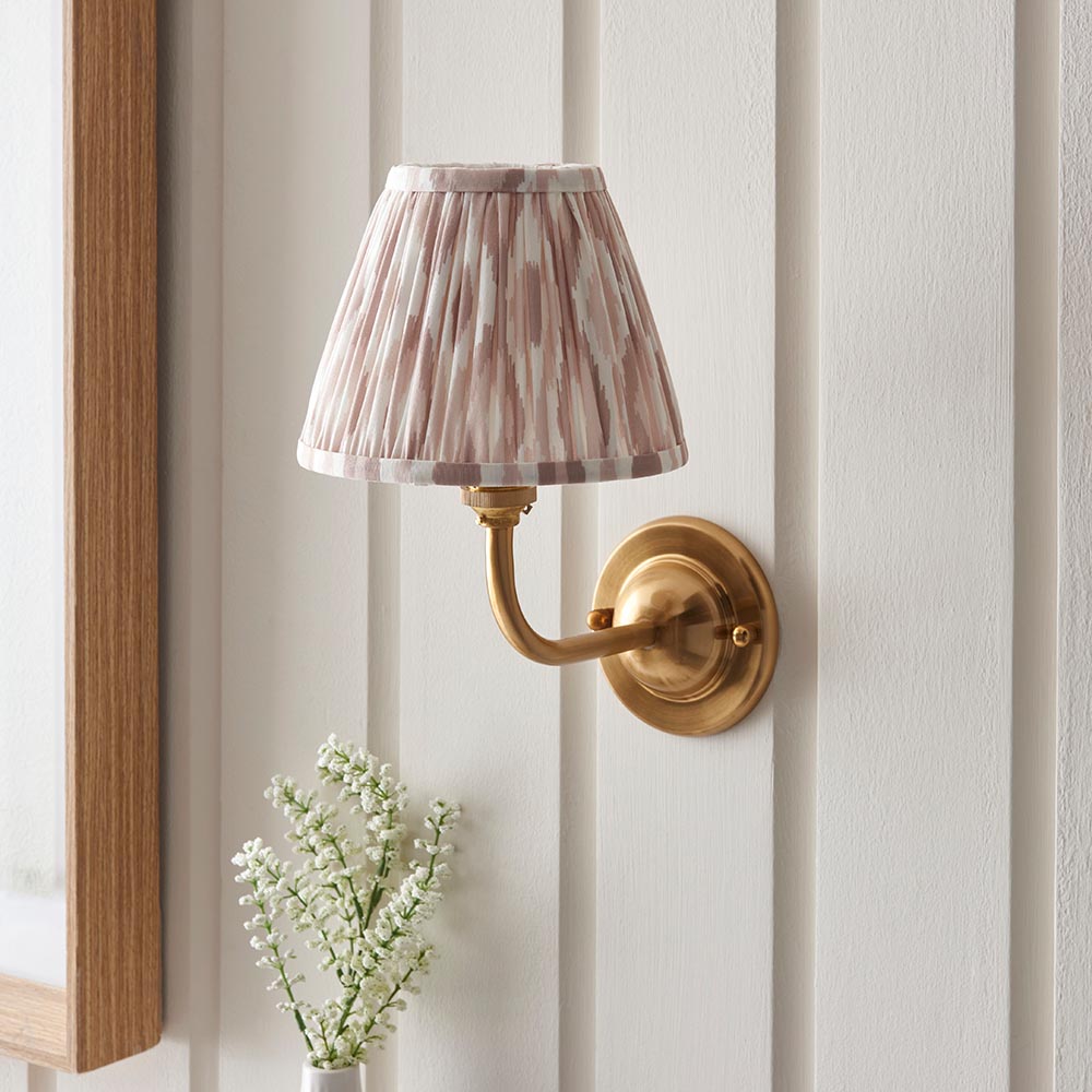 Dome Arc And Ikat 16cm Neutral Shade Wall Light In Brushed Aged Brass
