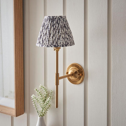 Dome T Bar And Leaf 16cm Pearl Grey Shade Wall Light In Brushed Aged Brass
