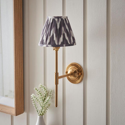 Dome T Bar And Zigzag 16cm Pearl Grey Shade Wall Light In Brushed Aged Brass