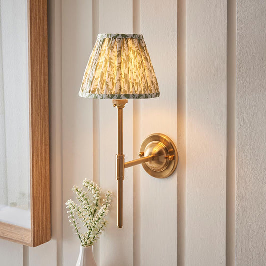 Dome T Bar And Leaf 16cm Herb Garden Green Shade Wall Light In Brushed Aged Brass