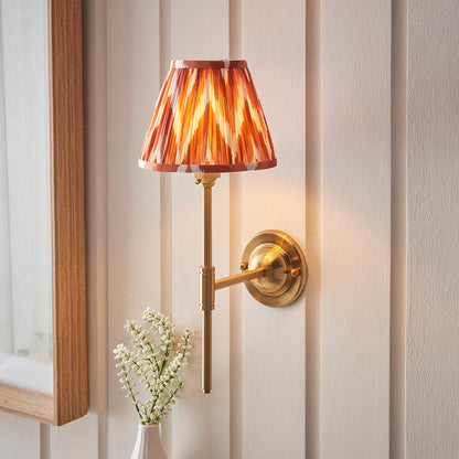 Dome T Bar And Zigzag 16cm Apricot Orange Shade Wall Light In Brushed Aged Brass