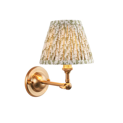 Dome Wing And Leaf 16cm Herb Garden Green Shade Wall Light In Brushed Aged Brass
