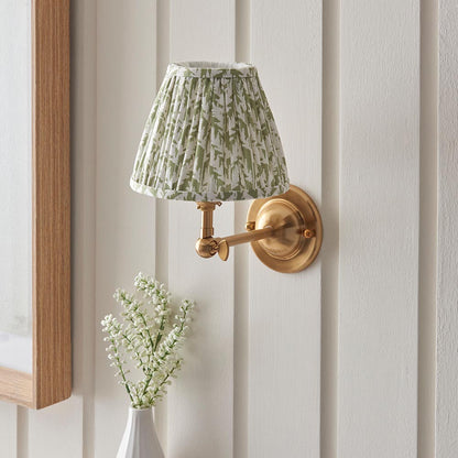 Dome Wing And Leaf 16cm Herb Garden Green Shade Wall Light In Brushed Aged Brass
