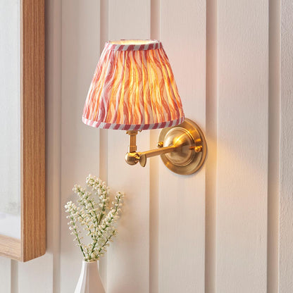 Dome Wing And Ripple 16cm Coral Pink Shade Wall Light In Brushed Aged Brass