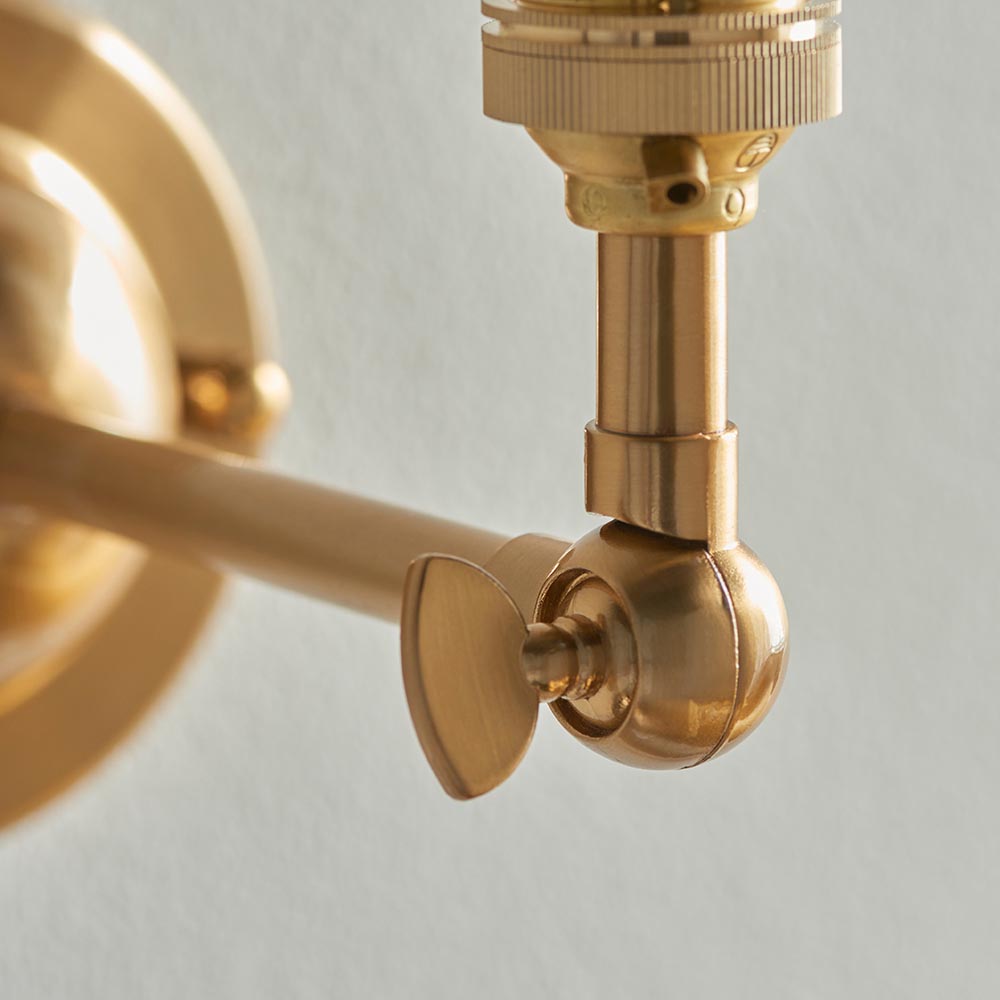 Dome Wing And Ikat 16cm Marlin Blue Shade Wall Light In Brushed Aged Brass