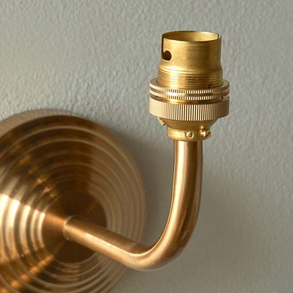 Obelisk Arc And Zigzag 16cm Pearl Grey Shade Wall Light In Brushed Aged Brass