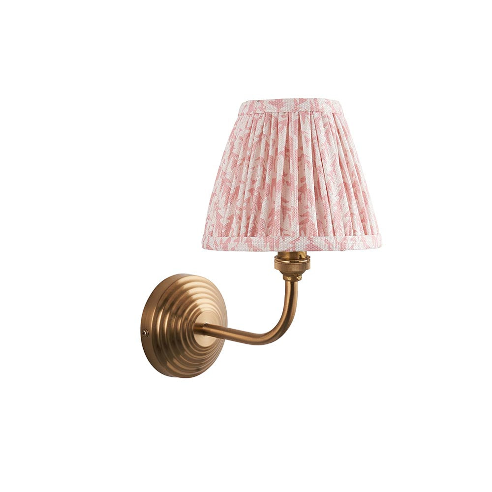Obelisk Arc And Leaf 16cm Peachy Keen Shade Wall Light In Brushed Aged Brass