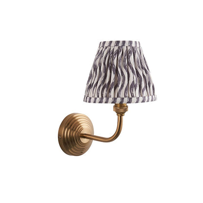 Obelisk Arc And Ripple 16cm Pearl Grey Shade Wall Light In Brushed Aged Brass