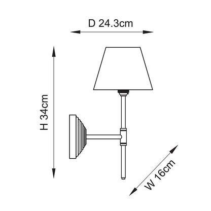 Obelisk T Bar And Ripple 16cm Pearl Grey Shade Wall Light In Brushed Aged Brass
