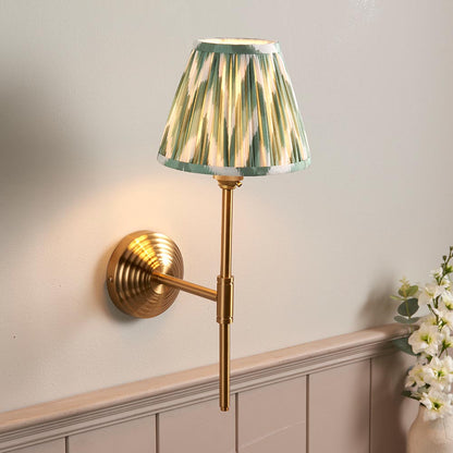 Obelisk T Bar And Zigzag 16cm Cotswold Green Shade Wall Light In Brushed Aged Brass