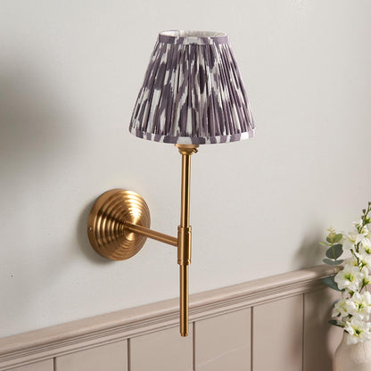 Obelisk T Bar And Ikat 16cm Pearl Grey Shade Wall Light In Brushed Aged Brass