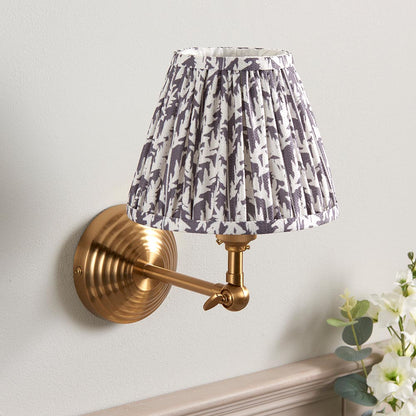 Obelisk Wing And Leaf 16cm Pearl Grey Shade Wall Light In Brushed Aged Brass