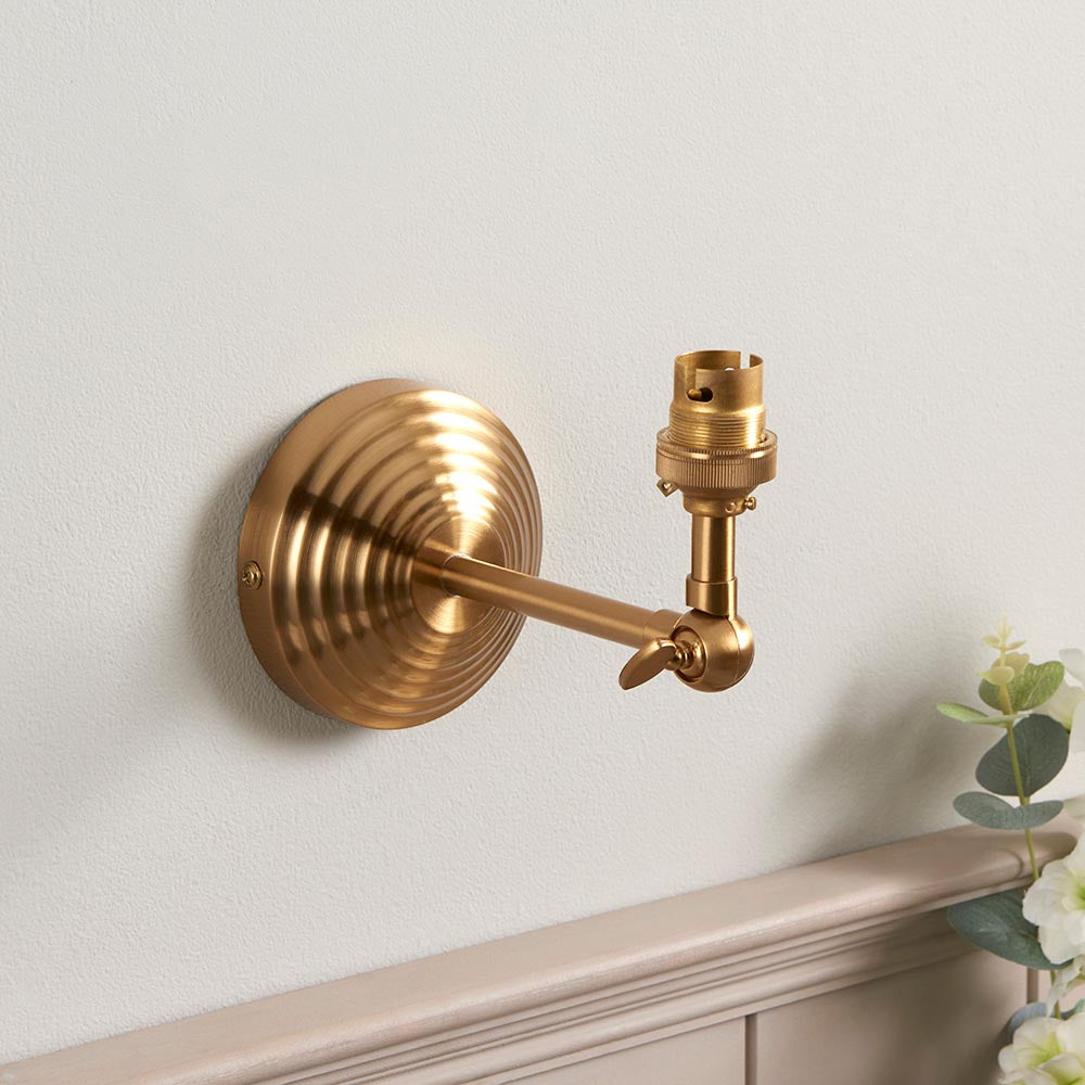 Obelisk Wing And Ripple 16cm Marlin Blue Shade Wall Light In Brushed Aged Brass