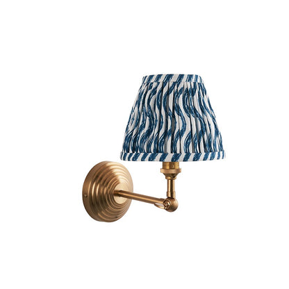Obelisk Wing And Ripple 16cm Marlin Blue Shade Wall Light In Brushed Aged Brass