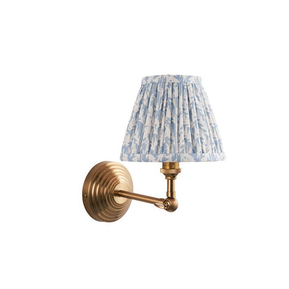 Obelisk Wing And Leaf 16cm Shell Bay Blue Shade Wall Light In Brushed Aged Brass
