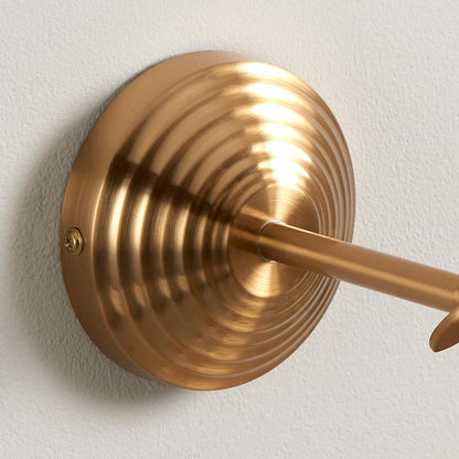 Obelisk Wing And Ripple 16cm Pearl Grey Shade Wall Light In Brushed Aged Brass