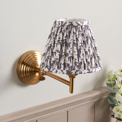Obelisk Fold And Leaf 16cm Pearl Grey Shade Wall Light In Brushed Aged Brass