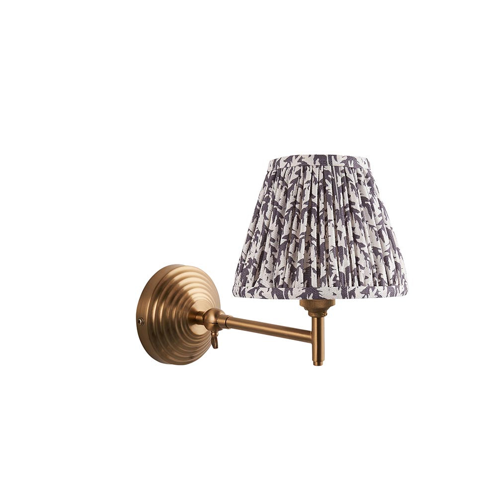 Obelisk Fold And Leaf 16cm Pearl Grey Shade Wall Light In Brushed Aged Brass