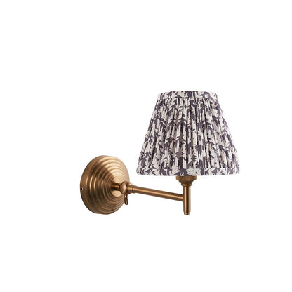 Obelisk Fold And Leaf 16cm Pearl Grey Shade Wall Light In Brushed Aged Brass