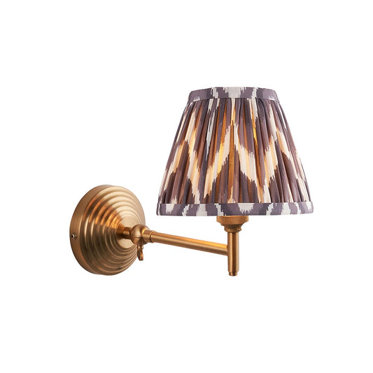 Obelisk Fold And Zigzag 16cm Pearl Grey Shade Wall Light In Brushed Aged Brass